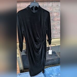 Alex Marie Elegant Black Velvet Long Sleeve Dress